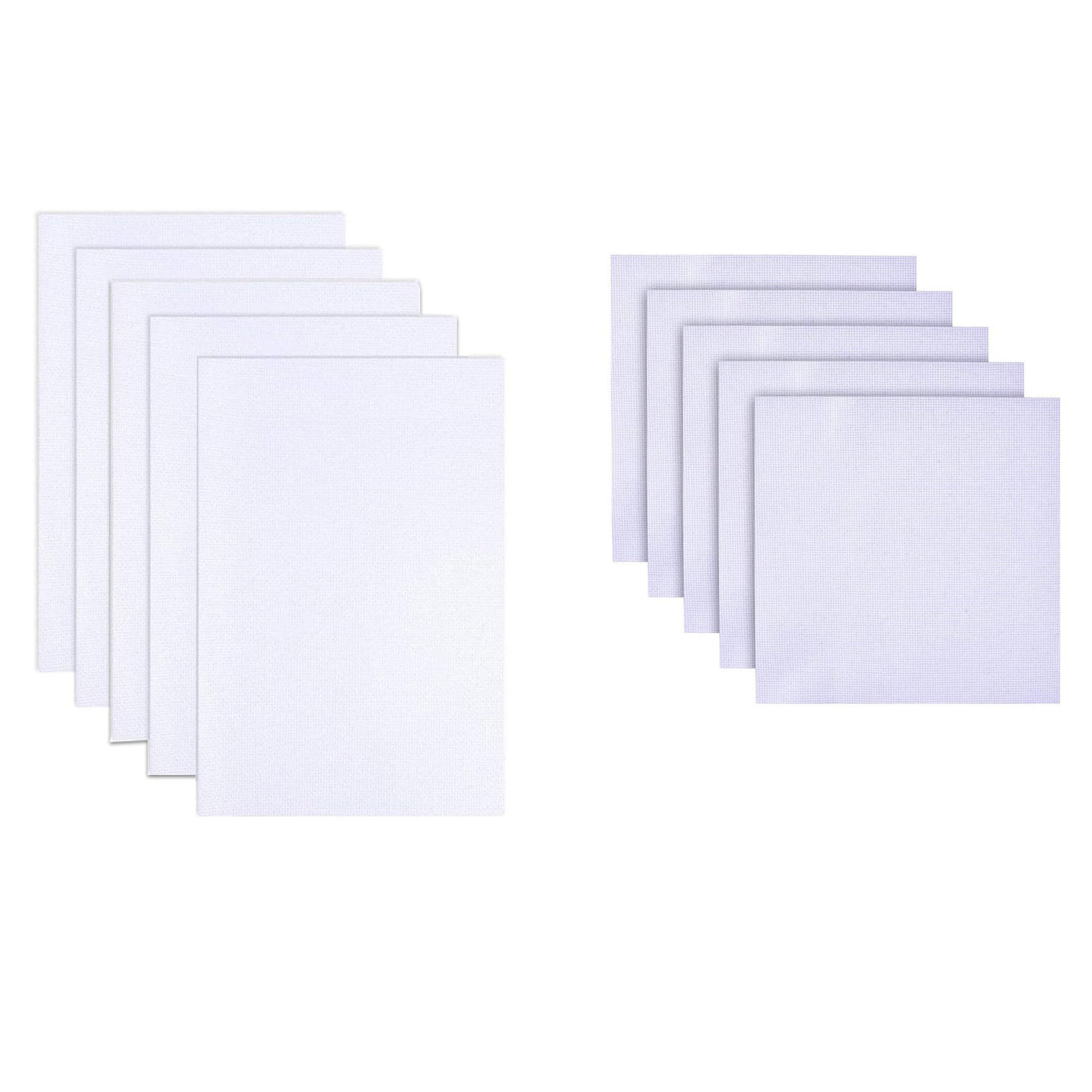KASTWAVE 10 Pcs Embroidery Cloth, Classic Reserve Aida Cloth Cross Stitch Cloth, Reserve Aida Cloth, White Cross Stitch Cloth, Including 5 Pcs 30 × 45 cm and 5 Pcs 30 ×30 cm for Embroidery - Cotton