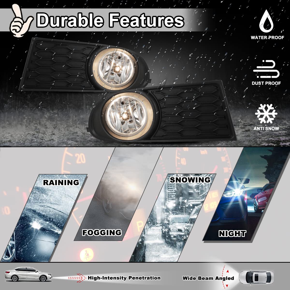 Cubiertas De Bisel De Luz Antiniebla Para Dodge Journey 2011-2019 - Par Izquierdo Y Derecho