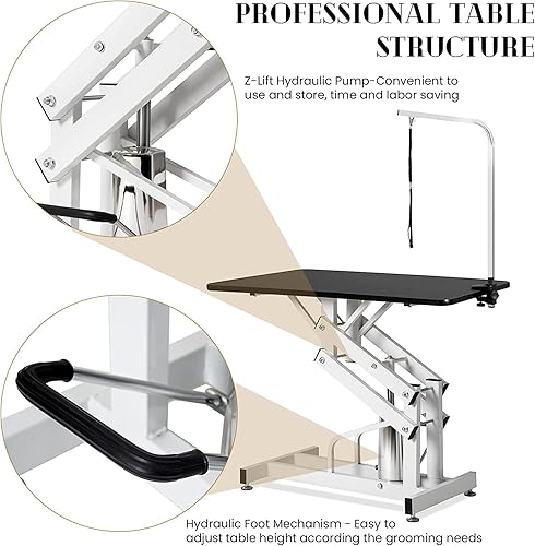 Miniatura 4 de Mesa hidráulica de aseo para perros, mesa de aseo resistente para perros pequeñosmedianos en casa, mesa de aseo para mascotas con brazo y lazo