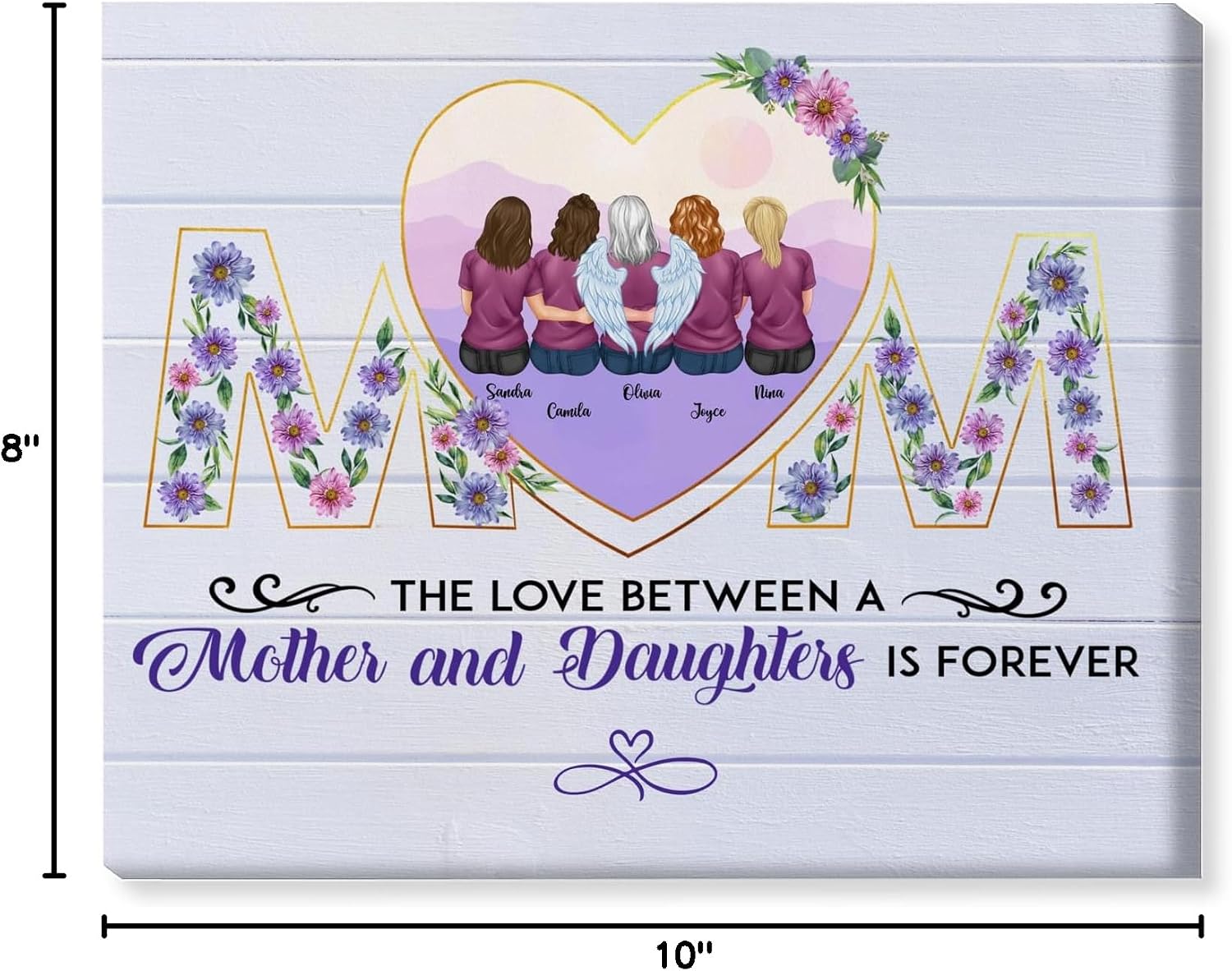 Gossby Custom Memorial Wrapped Canvas - Personalized Loss of Mother Sympathy Gift for Daughter with Design, Name - Mother Daughter Memorial Gift - The Love Between Mother Daughters - 4 Daughters