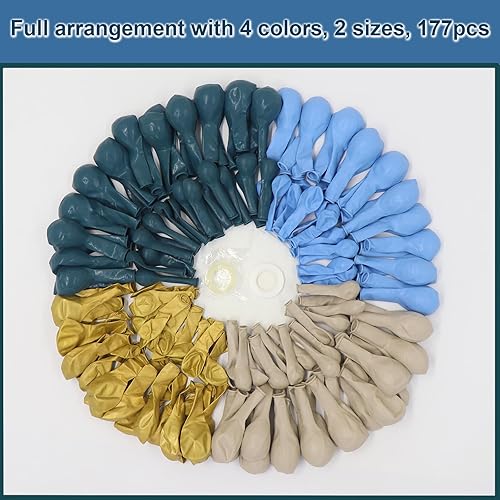 Miniatura 2 de EROOCAI Kit de arco de guirnalda de globos de color azul polvoriento, 177 globos de color azul pastel, azul océano, blanco, arena, cromado, dorado,