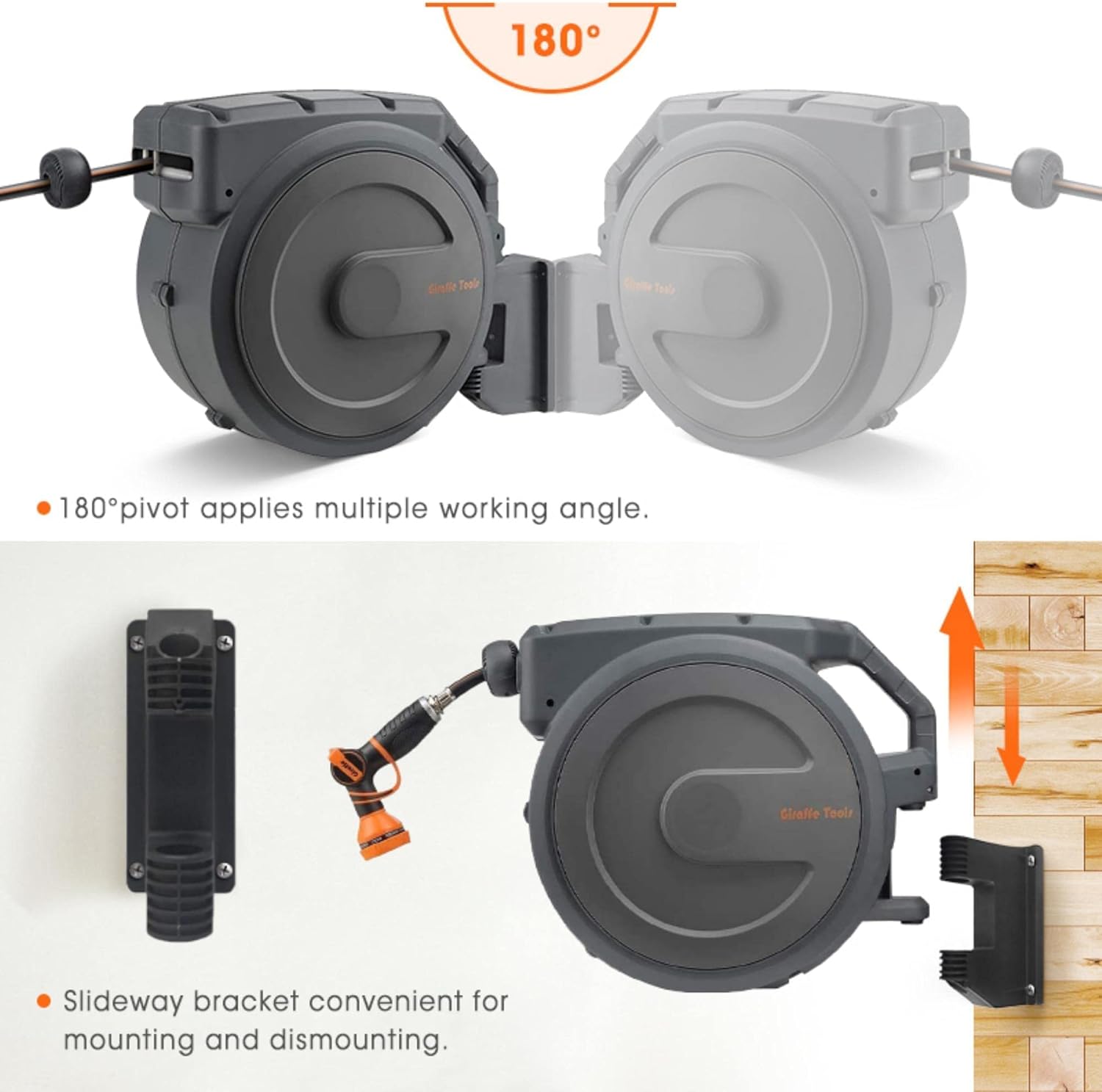 Giraffe 1/2" 130ft & 5/8" 90ft Automatic Retractable Garden Hose Reel Bundle