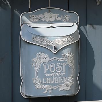 BIG FORTUNE Wall Mount Mailbox for House Outside Vintage Metal Door Mailbox Antique Style Nostalgic Charm Home Decor Garden Vintage English Cottage Decor Flower Patter