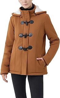 Women's Fashion Sherpa Fleece Thickened Horn Button Hooded Jacket Winter Warm Slim Coat