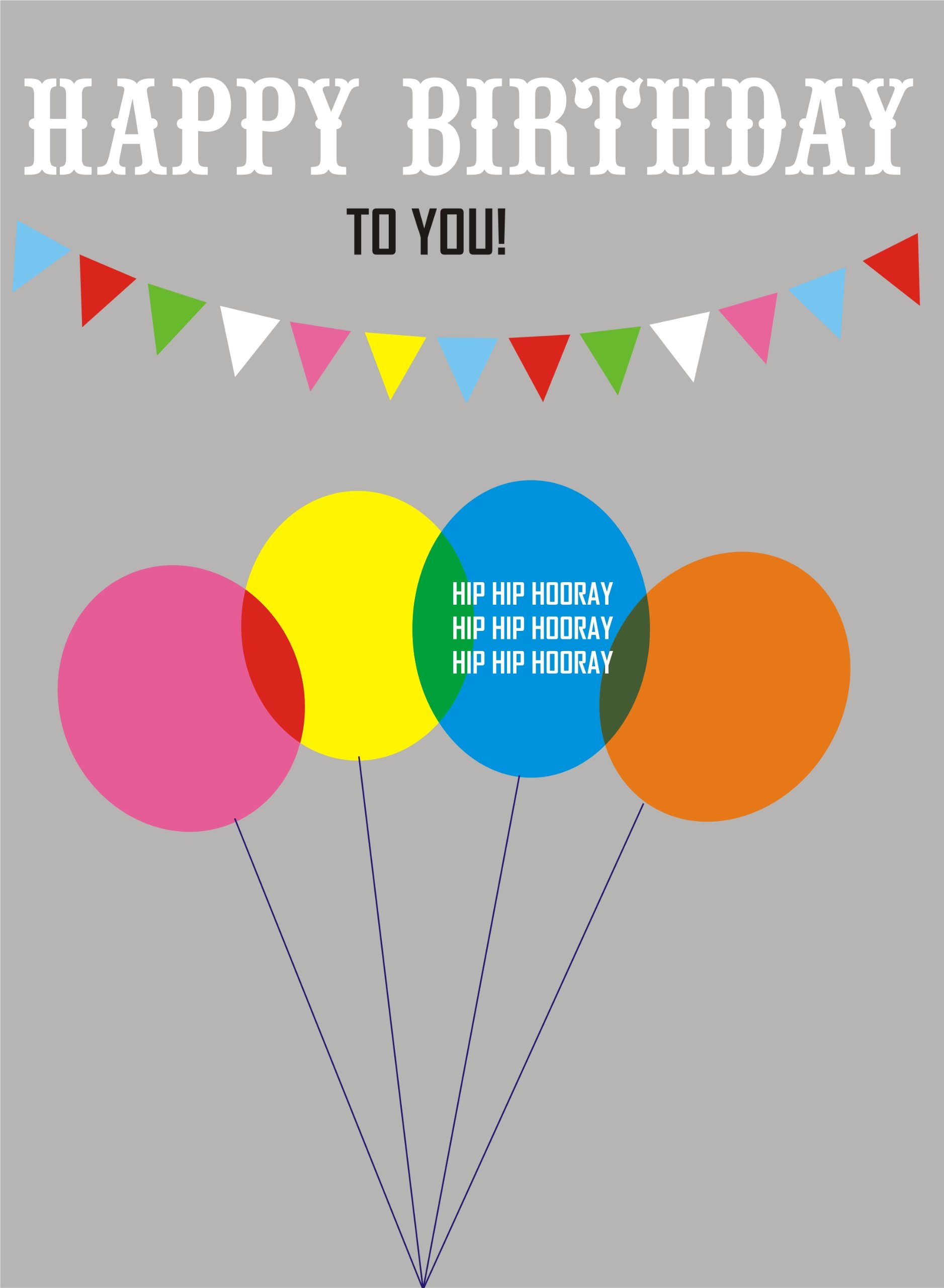 Claire Giles Greeting Cards, Happy Birthday Card, Balloons Design Birthday Greeting Card, Happy Birthday to You!