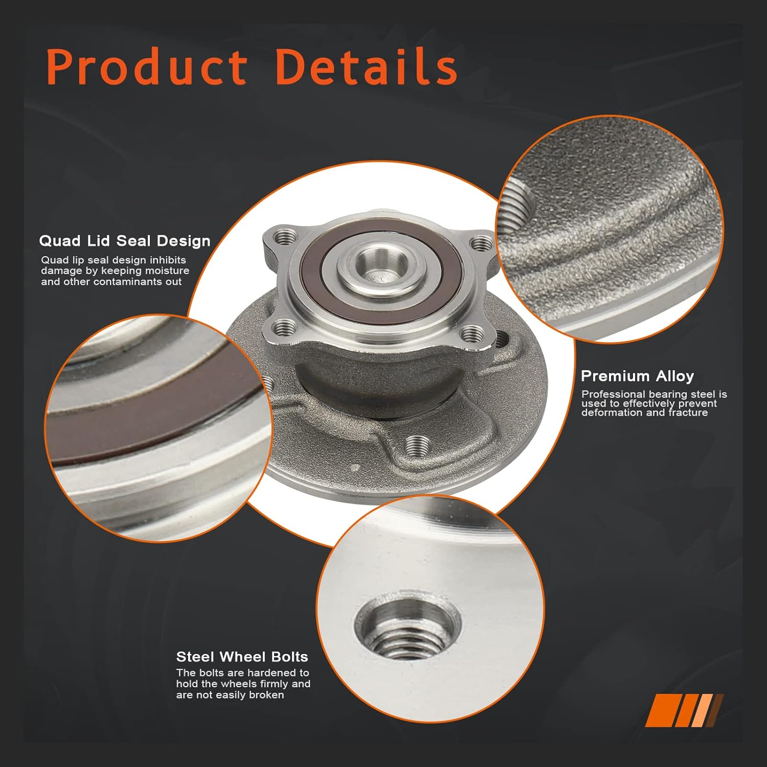 DRIVESTAR 512304 Rear Wheel Hub & Bearing Assembly Driver/Passenger for Mini Cooper 2002 03 04 05 2006(ABS Models; M12 Threads ONLY)-4 Bolt