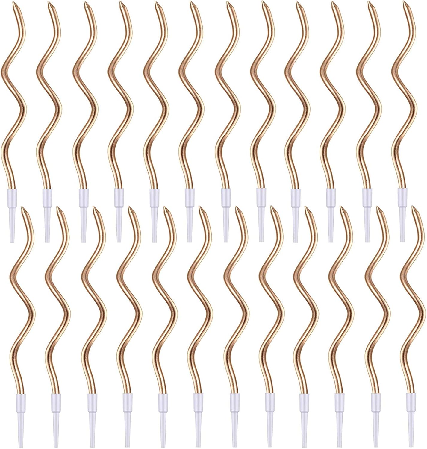 Spiral Birthday Candles,24 Pcs Metallic Cake Candles with Holder for Birthday Wedding Party Cupcakes Topper Decorations,Champagne