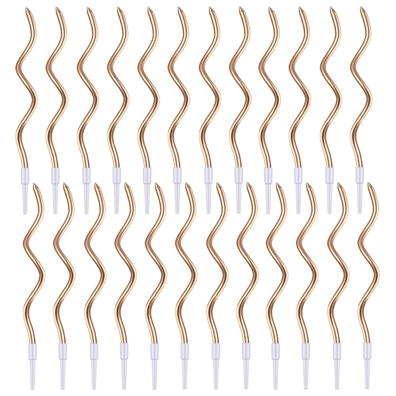Juhonnz Champagne Spiral Birthday Candles,24 Pcs Metallic Cake Candles With Holder For Birthday Wedding Party Cupcakes Topper Decorations,
