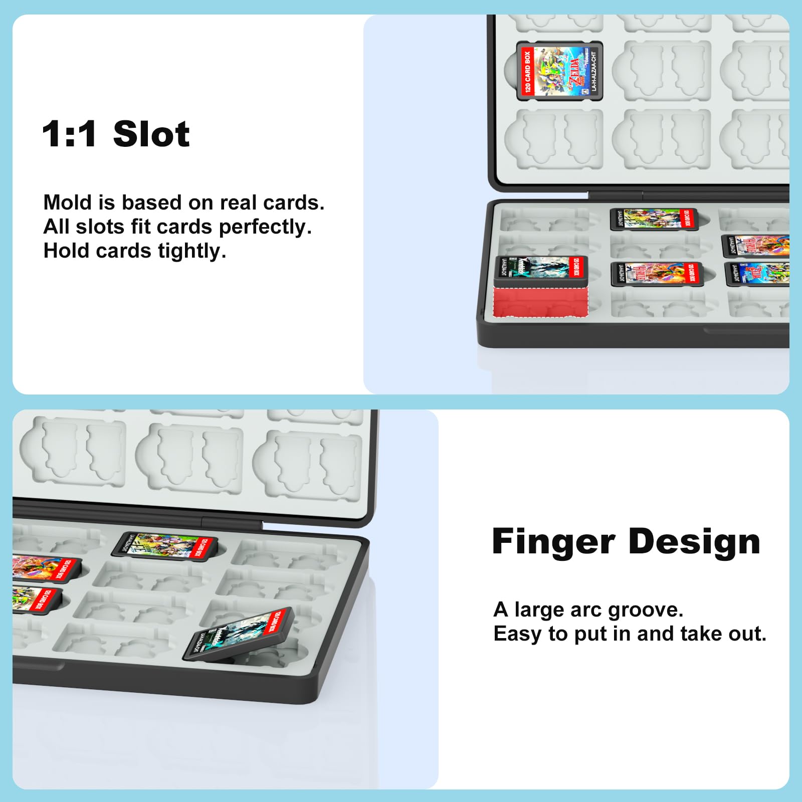 Jimofuga Switch Game Case for Nintendo Switch 2/Switch/OLED/Lite, Magnetic Switch-2 Game Case Holder with 40 Game Cards & 80 Micro SD Card Slots, Portable Travel Games Card Organizer, Gift Accessories - 5