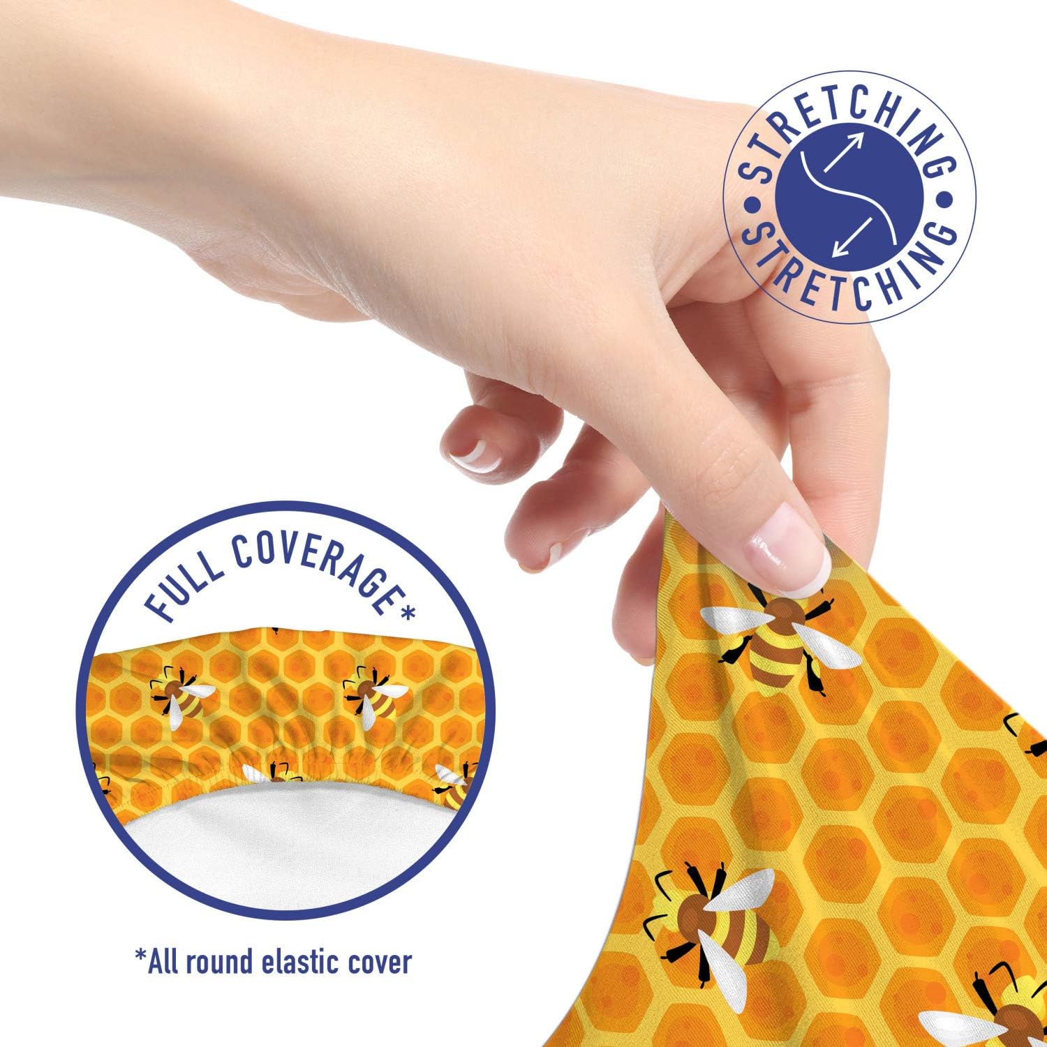 Ambesonne Animal Art Office Chair Slipcover, Repetitive Pattern of Ornamental Bees on Honey Combs Natural Nutrition, Protective Stretch Decorative Fabric Cover, Mustard and Orange