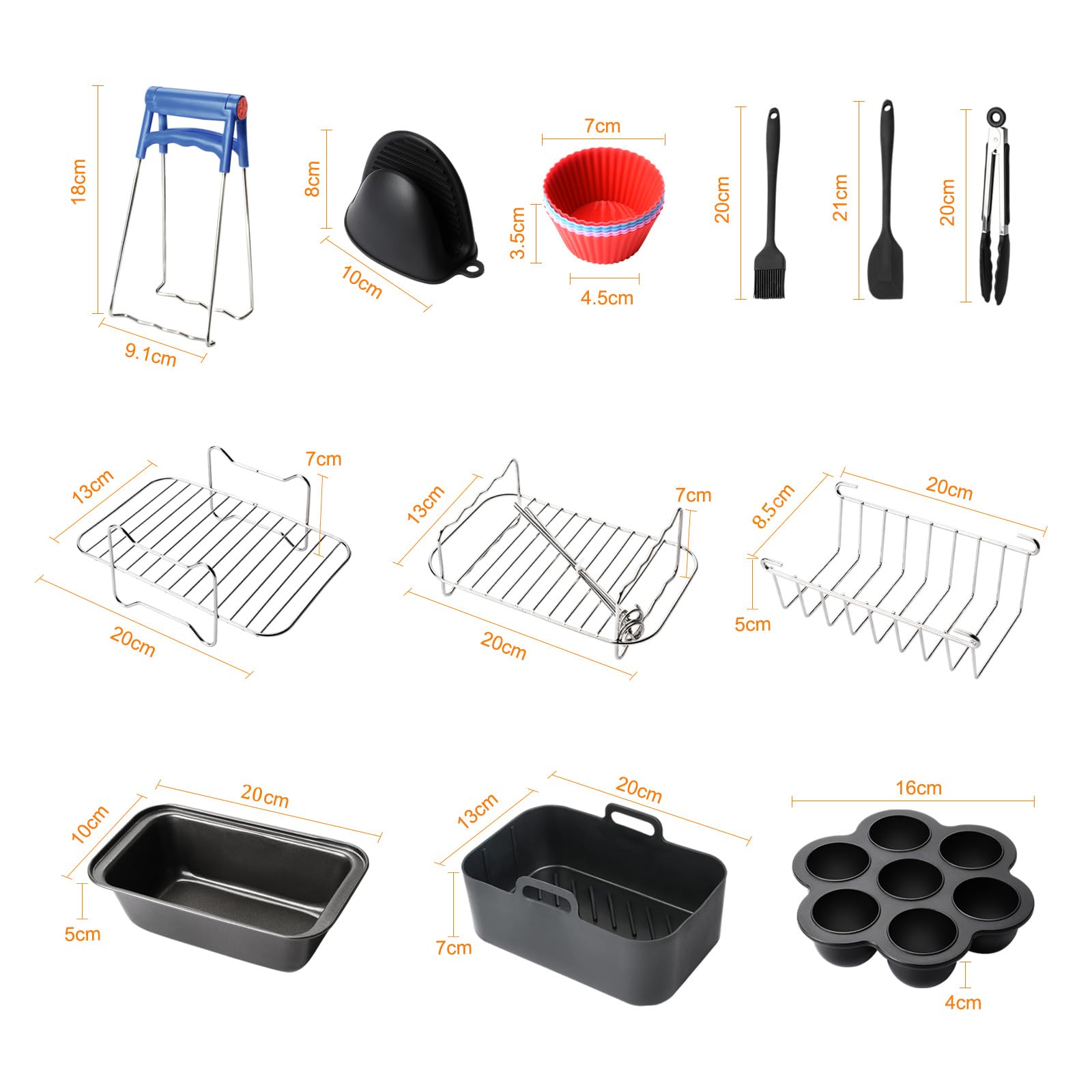 Set di 2 accessori per friggitrice ad aria con cestello in silicone