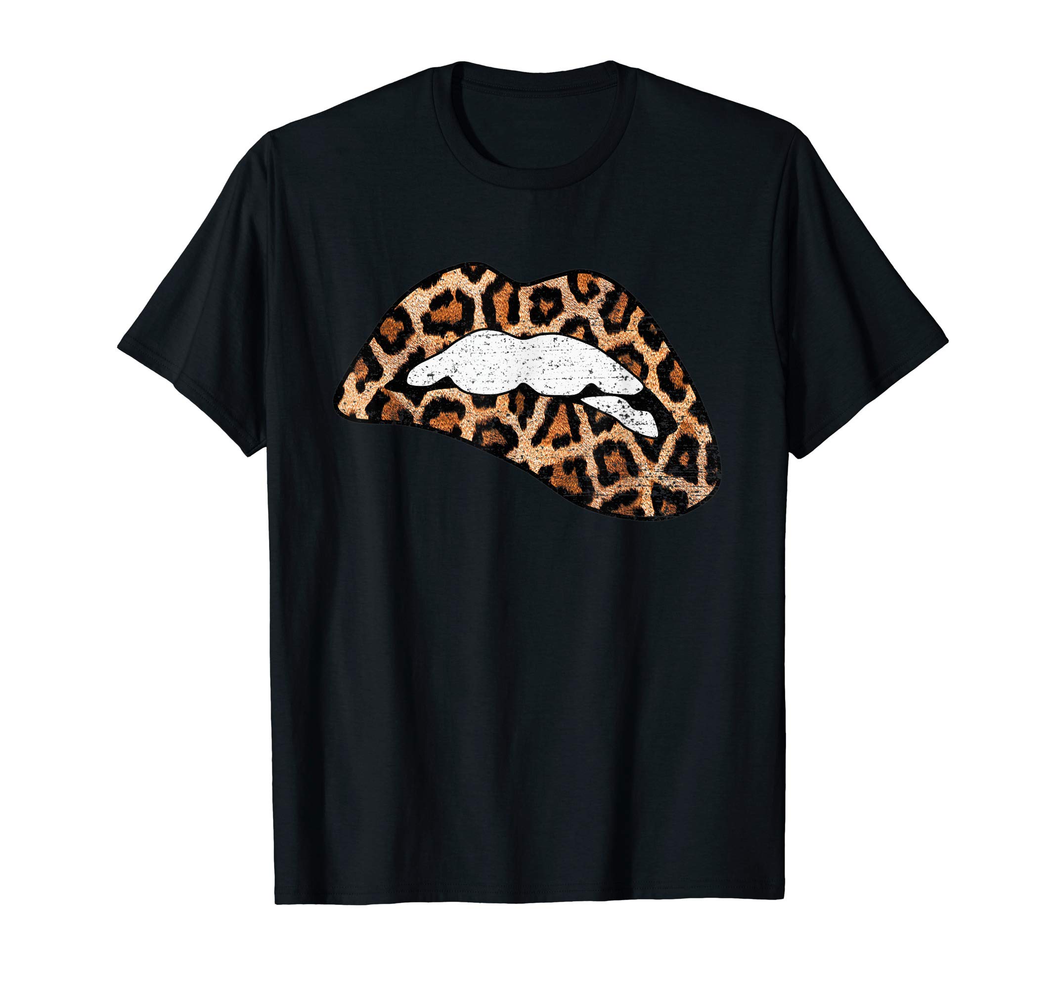 Trendy Lips & Tongue Shirts By DSRLeopard Print Lips Biting Lip Trendy Lips Animal Print T-ShirtOEKO-TEX STANDARD 100
