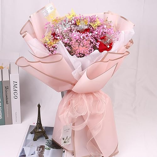 Miniatura 8 de Juego de 241 piezas de papel de regalo de ramo de flores, papel de regalo de flores impermeable, hojas de papel de regalo de ramo con cintas de