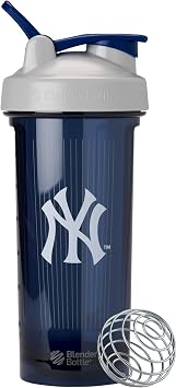 BlenderBottle Shaker Bottle Pro Series Perfect for Protein Shakes and Pre Workout, 28-Ounce, Grey/Blue New York Yankees