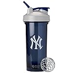 BlenderBottle Shaker Bottle Pro Series Perfect for Protein Shakes and Pre Workout, 28-Ounce, Grey/Blue (New York Yankees)