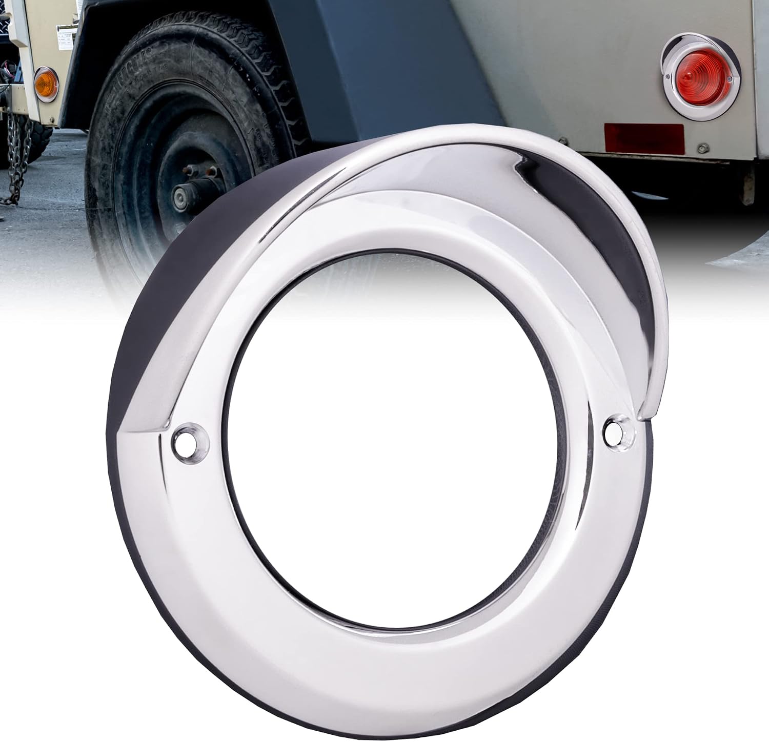 TRUE MODS 4pc 2.5" Round Marker Light Chrome Visor Bezel Install-On-Grommet