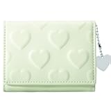 Womens Wallet Small Trifold Slim Leather Cute Wallet Cash Pocket with Heart chain Coin Purse ID Window Card Holder for Girls and Ladies (Green)