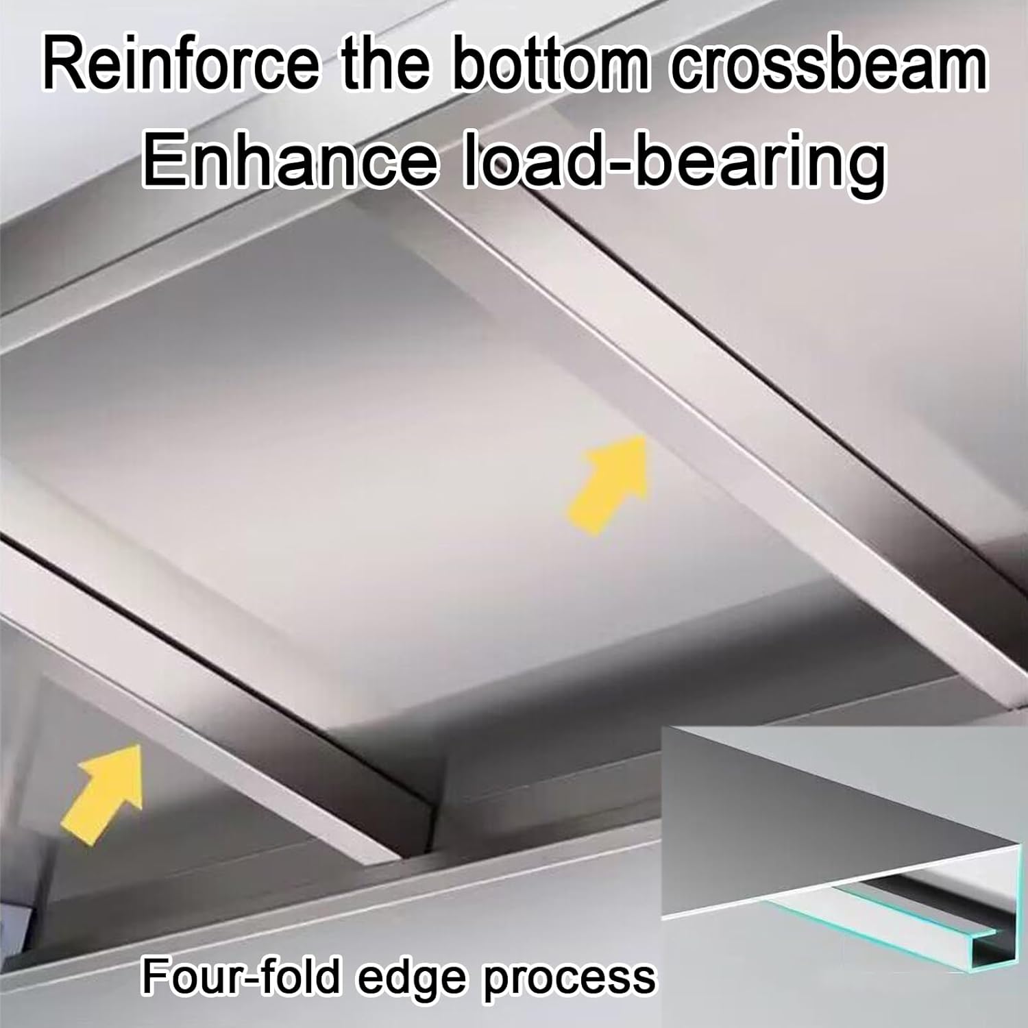 Double-Layer Stainless Steel Workbench Triangular Structure with Reinforced Crossbeams Commercial-Grade Work Table Adjustables Shelves Brushed Finish Adjustable Feet Four-fold Edge Design