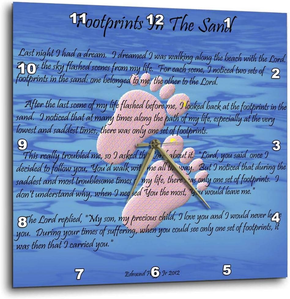 3dRose Footprints in The Sand with Childs feet - Wall Clock, 10 by 10-Inch (DPP_63085_1)