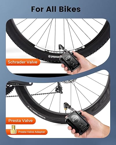 Miniatura 3 de ETENWOLF S0 Mini bomba de bicicleta, inflador de neumáticos de 150 PSI, compresor de aire portátil para bicicletas, automóviles, motocicletas y