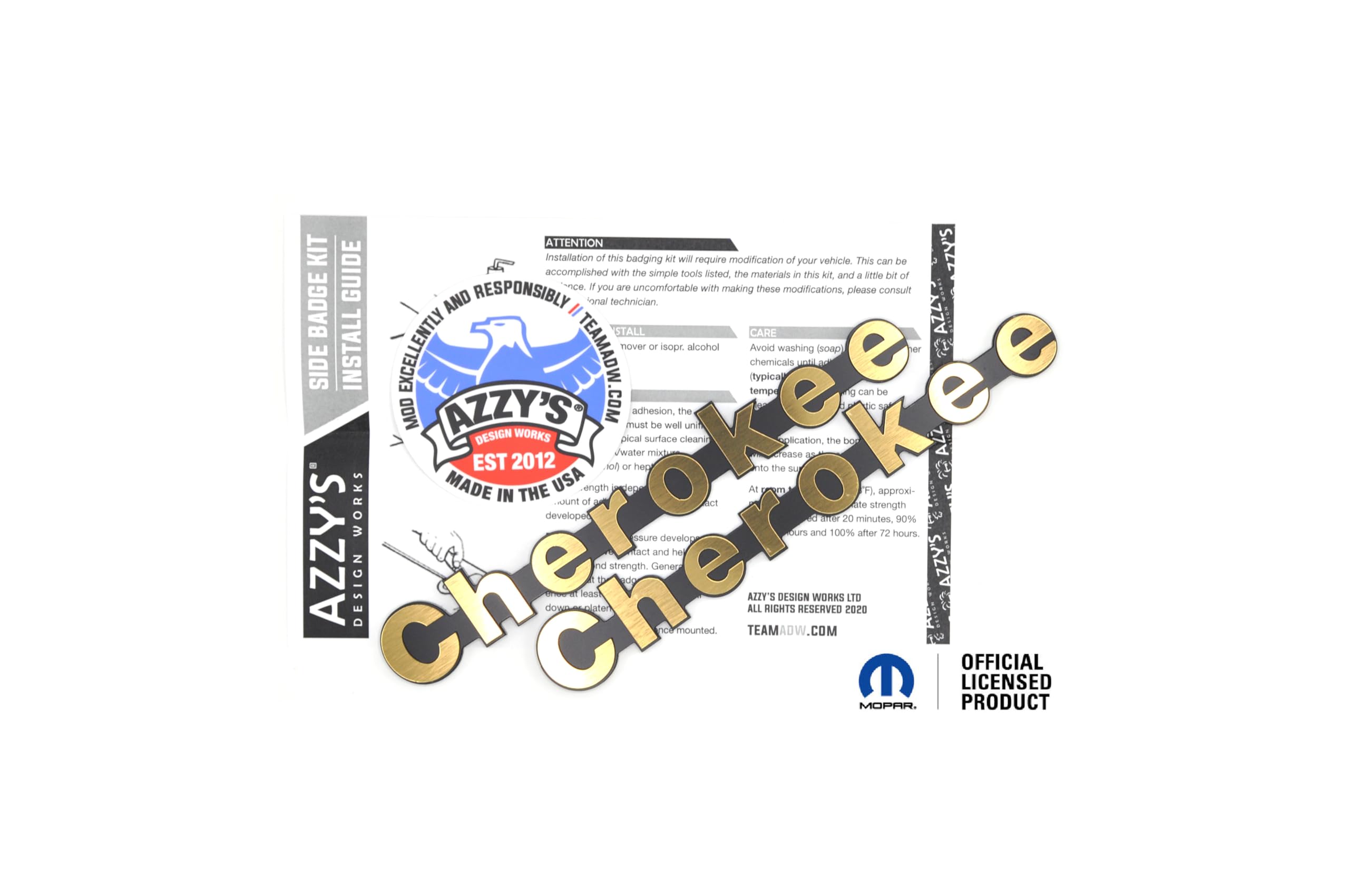 Jeep Cherokee (XJ) Kit de emblema lateral/insignia, G1 (oro cepillado)