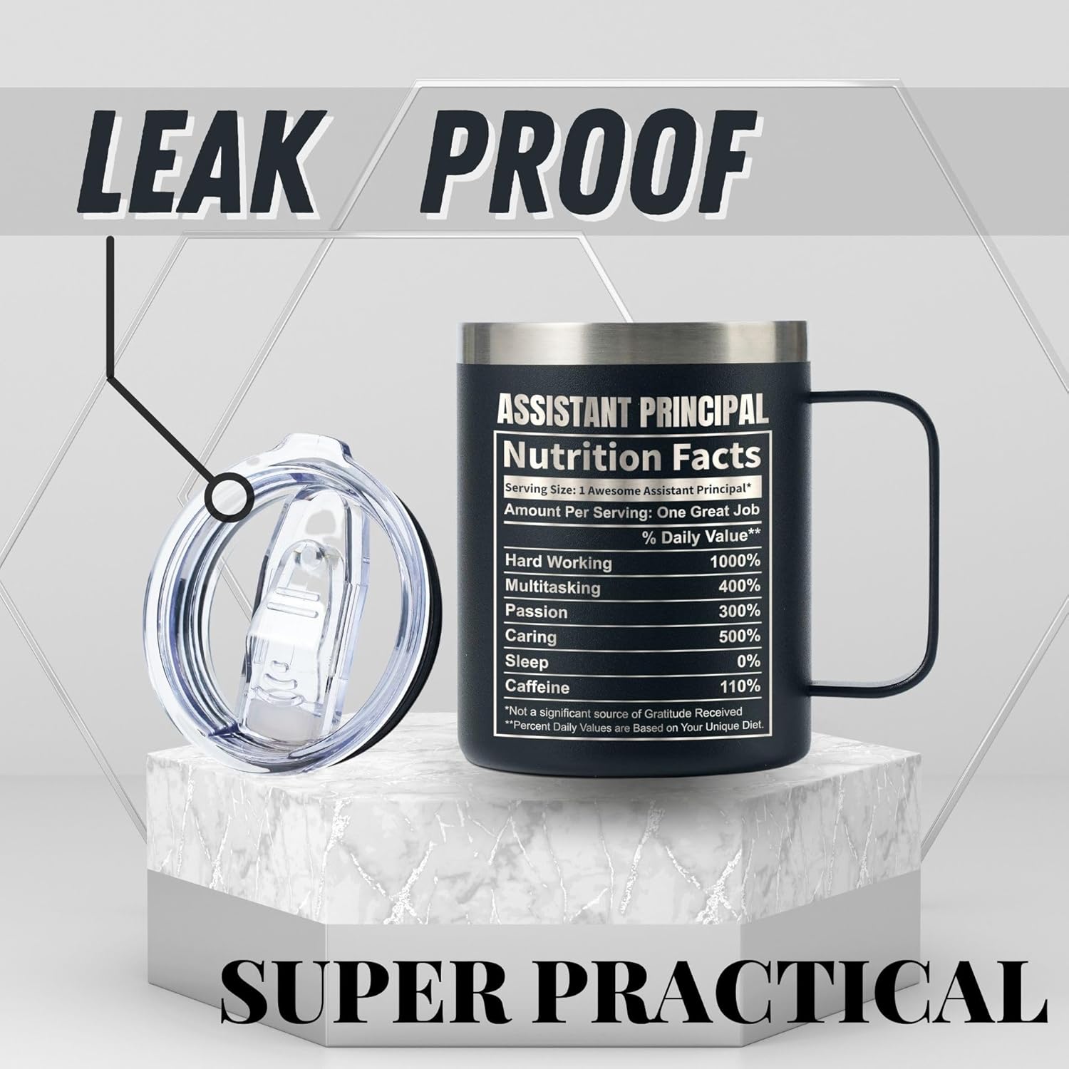 Onebttl Assistant Principal Appreciation Gifts, Christmas Principal Day Gift for Men, Women, 12oz Stainless Steel Coffee Mug with Handle & Lid - Assistant Principal, PRIN12-01-BK-AP - Image 2