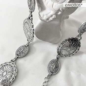 Cinturón De Cadena De Mujer Metal Ajustable Western Cowboy Plateado 115