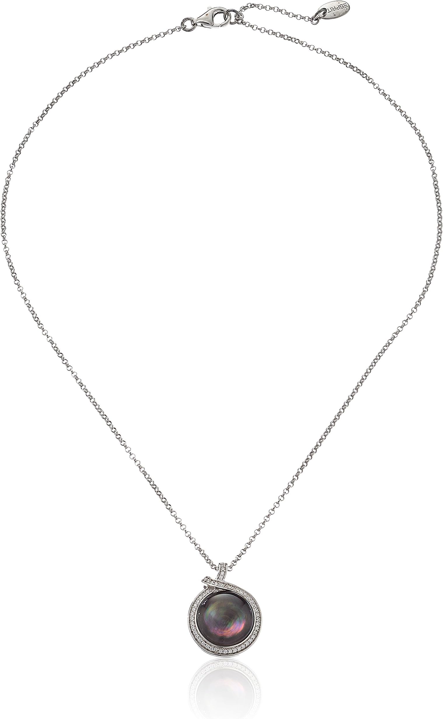 ESPRIT "Ballroom Black" White Cubic Zirconia and Black Mother-Of-Pearl Necklace