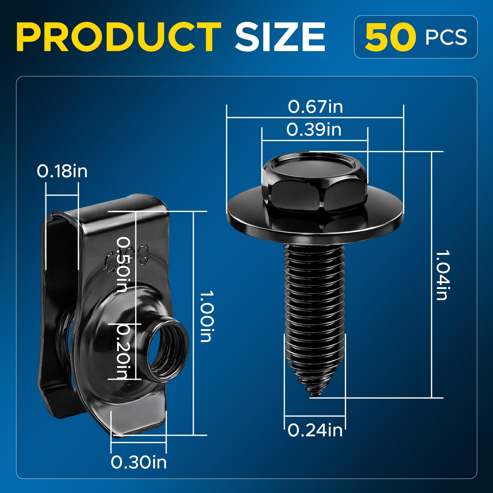 50PCS Auto Body Bolts & U-Nut Clips - GoaMotors -2