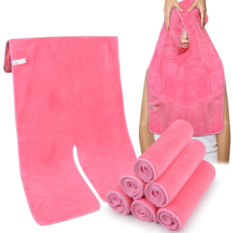 Toalhas de microfibra SINLAND para tratamentos faciais, rosa, pacote com 6