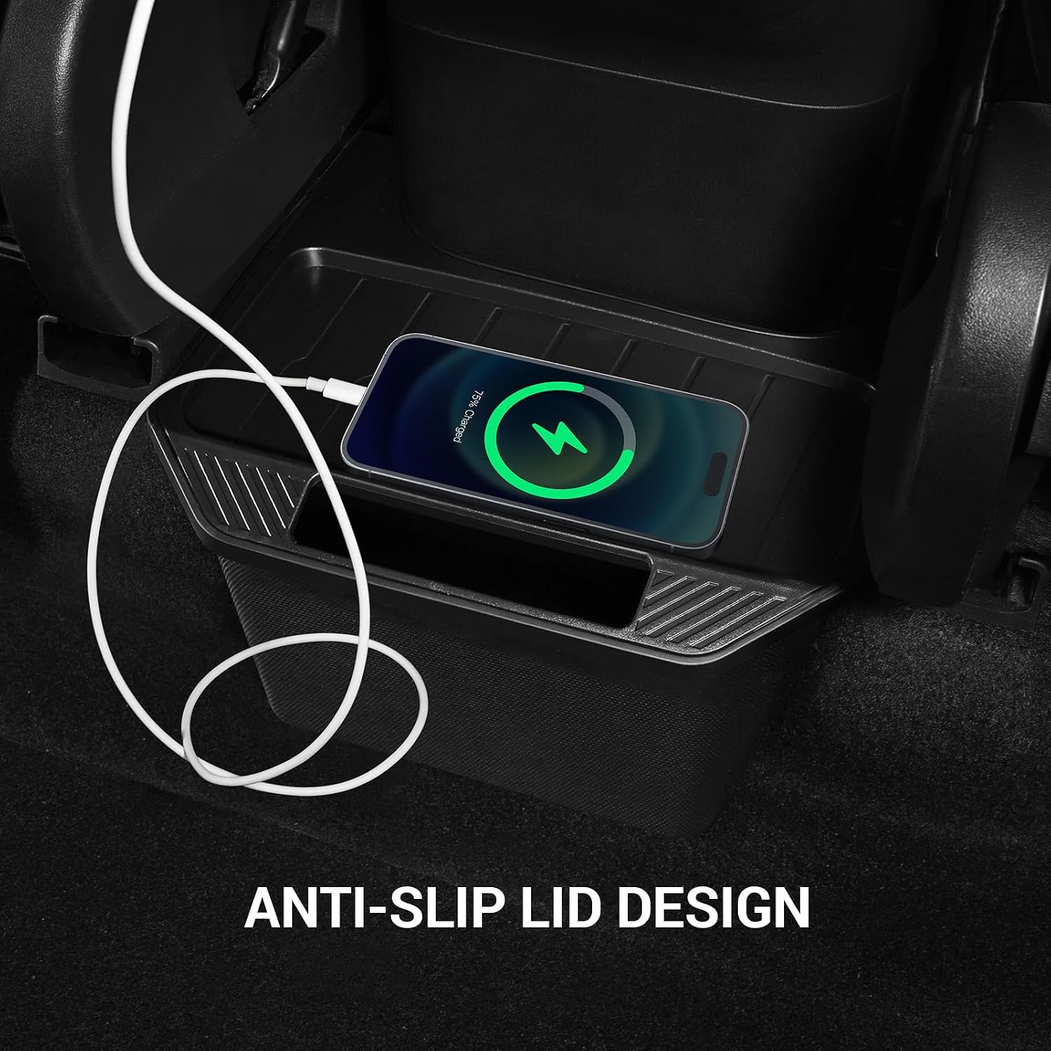 Motrobe 2025 2026 Tesla Model Y JuniperTrash Can Rear Center Console Organizer Backseat Storage Box with [Anti-slip] Lid TPE Garbage Can Bin Model Y Accessories 2020-2026
