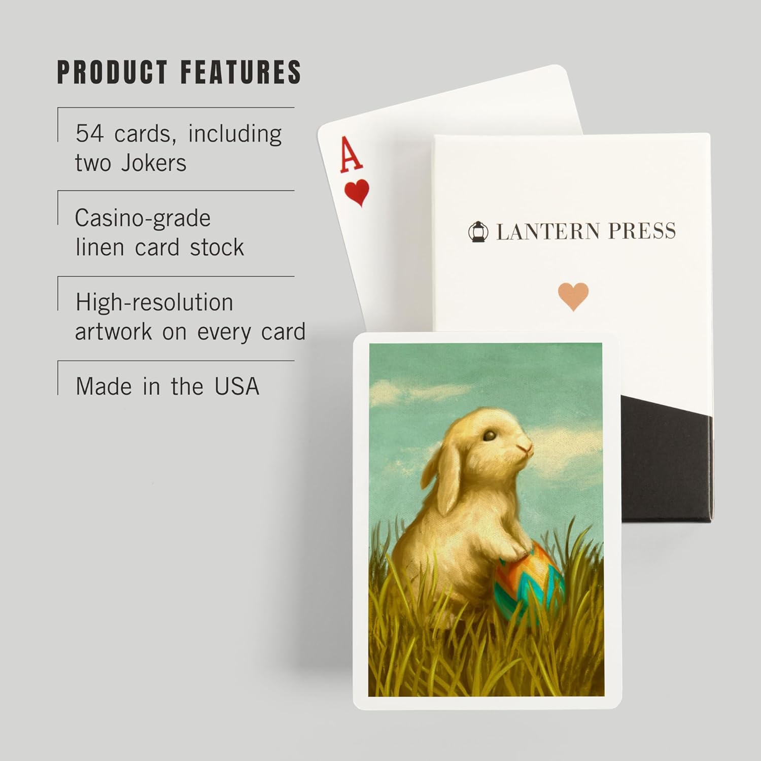 Lantern Press Easter Bunny, Oil Painting, 52 Playing Cards for Adults, Poker Size Card Deck