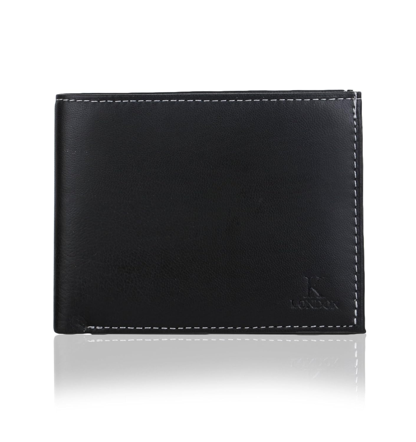 K London Leather Mens Wallet (Black & Blue)(804_blk_Blue) K London Leather Mens Wallet (Black & Blue)(804_blk_Blue)
