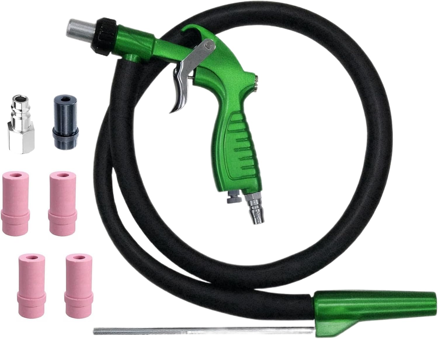 Adjustable Sandblasting Gun Kit with 6 Nozzles (4 Ceramic + 2 Metal) – Air-Powered Abrasive Blaster for Rust, Paint and Debris Removal