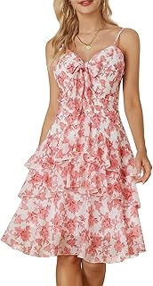 GRACE KARIN Women Summer Dress Spaghetti Elegant Floral Femi