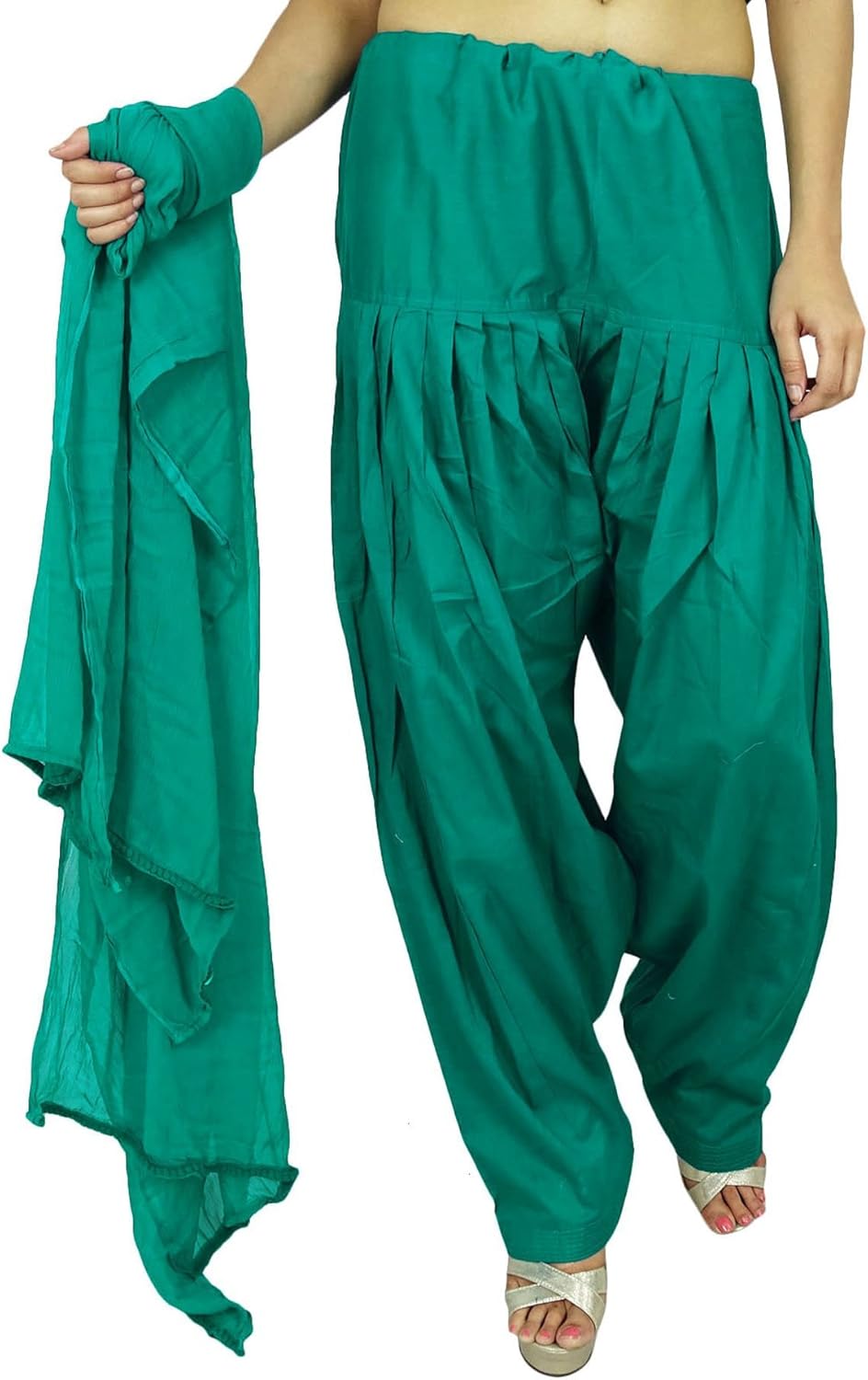Plain Pure Cotton Salwar With Chiffon Dupatta Women Traditional Bottoms India