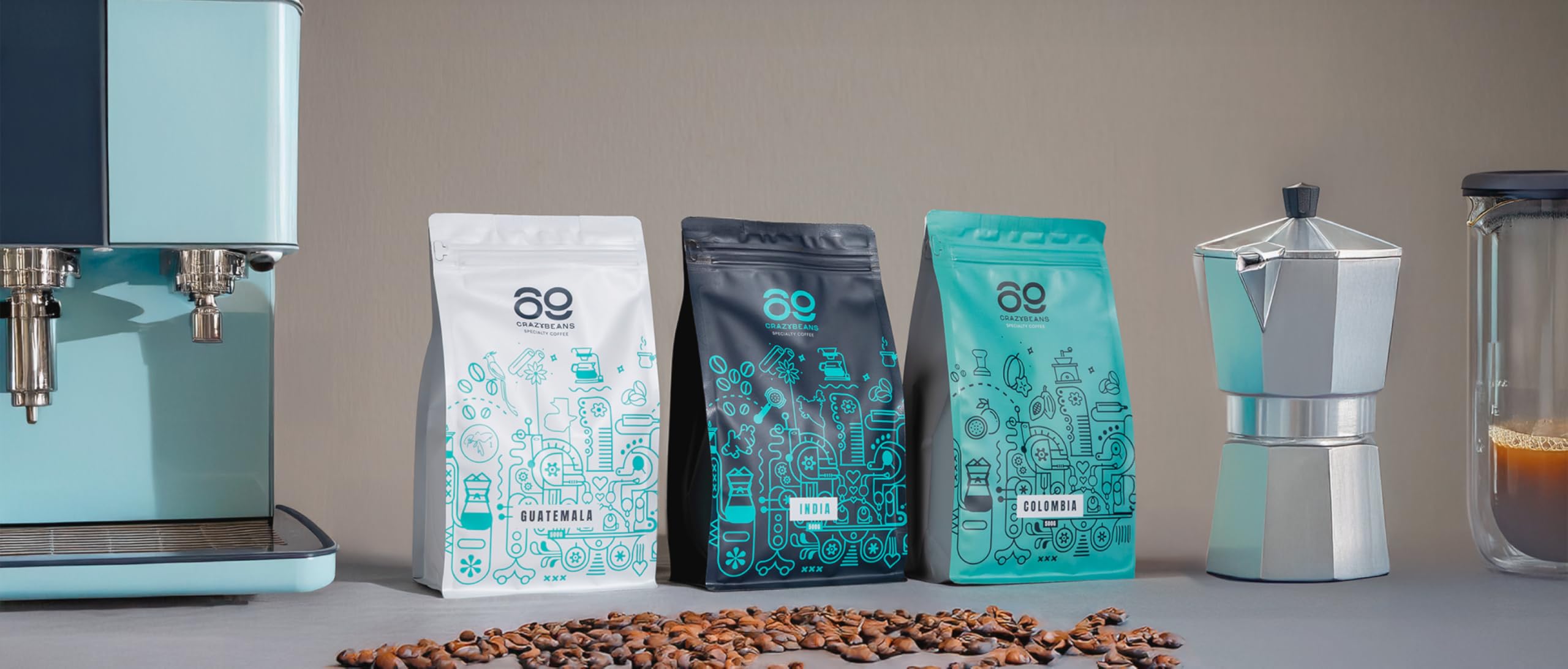 Cafe de Especialidad en Grano | Guatemala Caturra,Bourbon | 100% Arábica | Lavado con fermentación | 1600m | 84 puntos SCA | Huehuetenango,Guatemala | 500g | 69 CrazyBeans Specialty Coffee