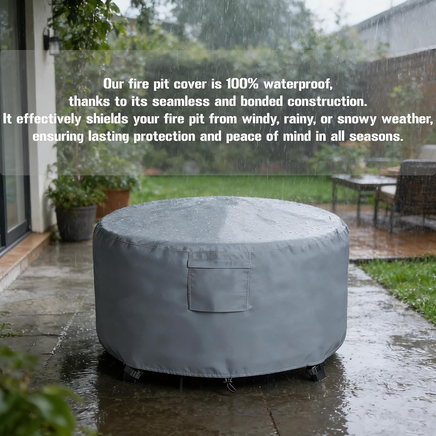 Chinchilla Heavy Duty 48 Inch Round Fire Pit Cover - 100% Waterproof & Weatherproof, Durable All-Season Protection for 45/46/47/48 Inch Propane Fire Pits and Tables