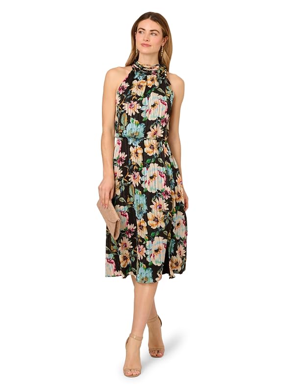 Adrianna Papell Women's Halter Floral Ankle Dress, Black Multi by Adrianna Papell - Used condition - Image 4