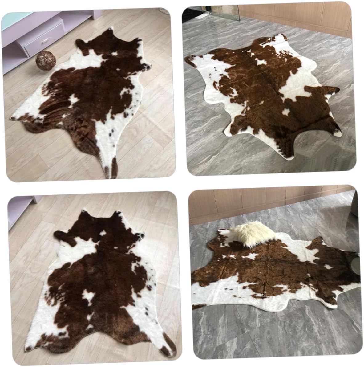 Cow Pattern Fluff Floor Rug Washable Decorative Carpet for Living Bedroom Nursery Cozy Home Decor Lightweight and Easy to Clean Adorable Design