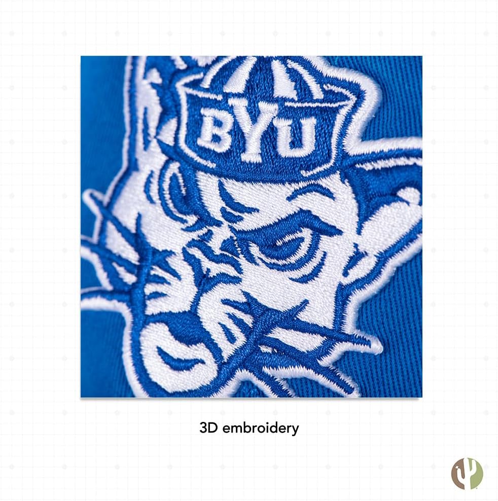 Desert Cactus Brigham Young University Baseball Hat BYU Cougars Cougs Brimmed Embroidered Hats Cap Adjustable Cloth Strap Adult (Style D1) Blue - Image 5