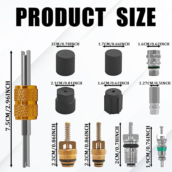 Kit de 17 Piezas de Núcleo de Válvula para Aire Acondicionado R12 o R134a miniatura 2