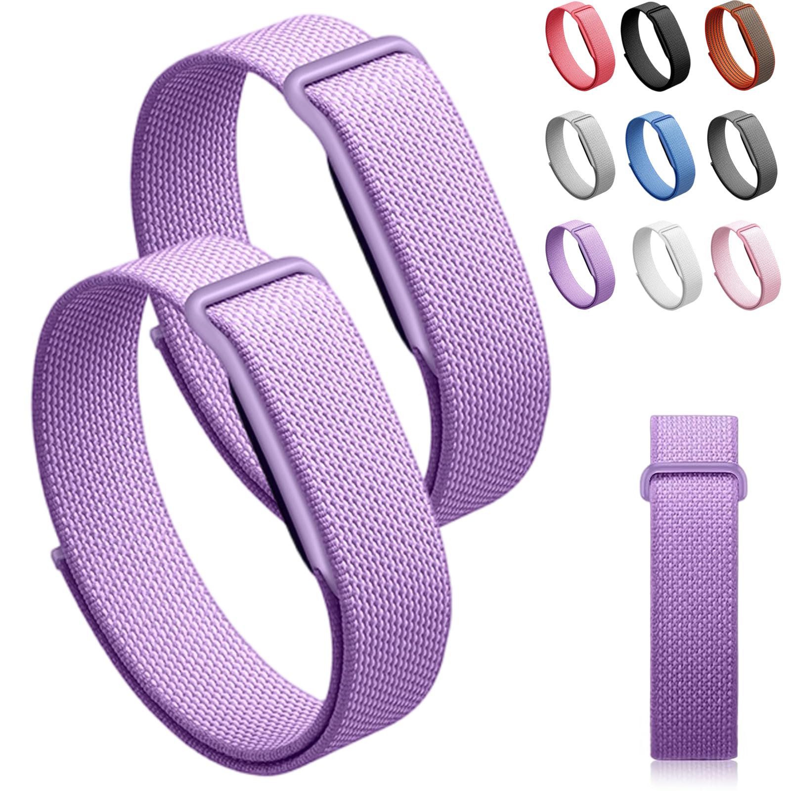 Siebkorb for Google Fitbit Air Nylon Band,Hook and Loop Strap Replacement,Breathable Sport Loop,Adjustable Woven Wristband for Fitbit Air Screenless Fitness Tracker,Non-Original (2, Nylon-Purple)