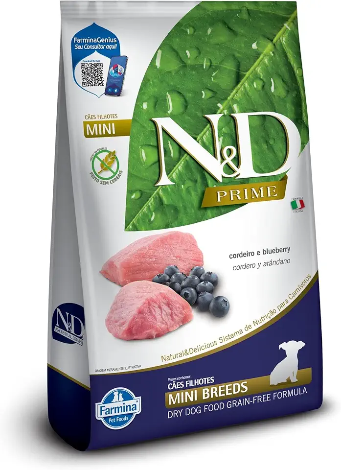 N&D PRIME Ração Farmina N&D Prime Cordeiro E Blueberry Cães Filhotes Raças Pequenas - 2 5Kg