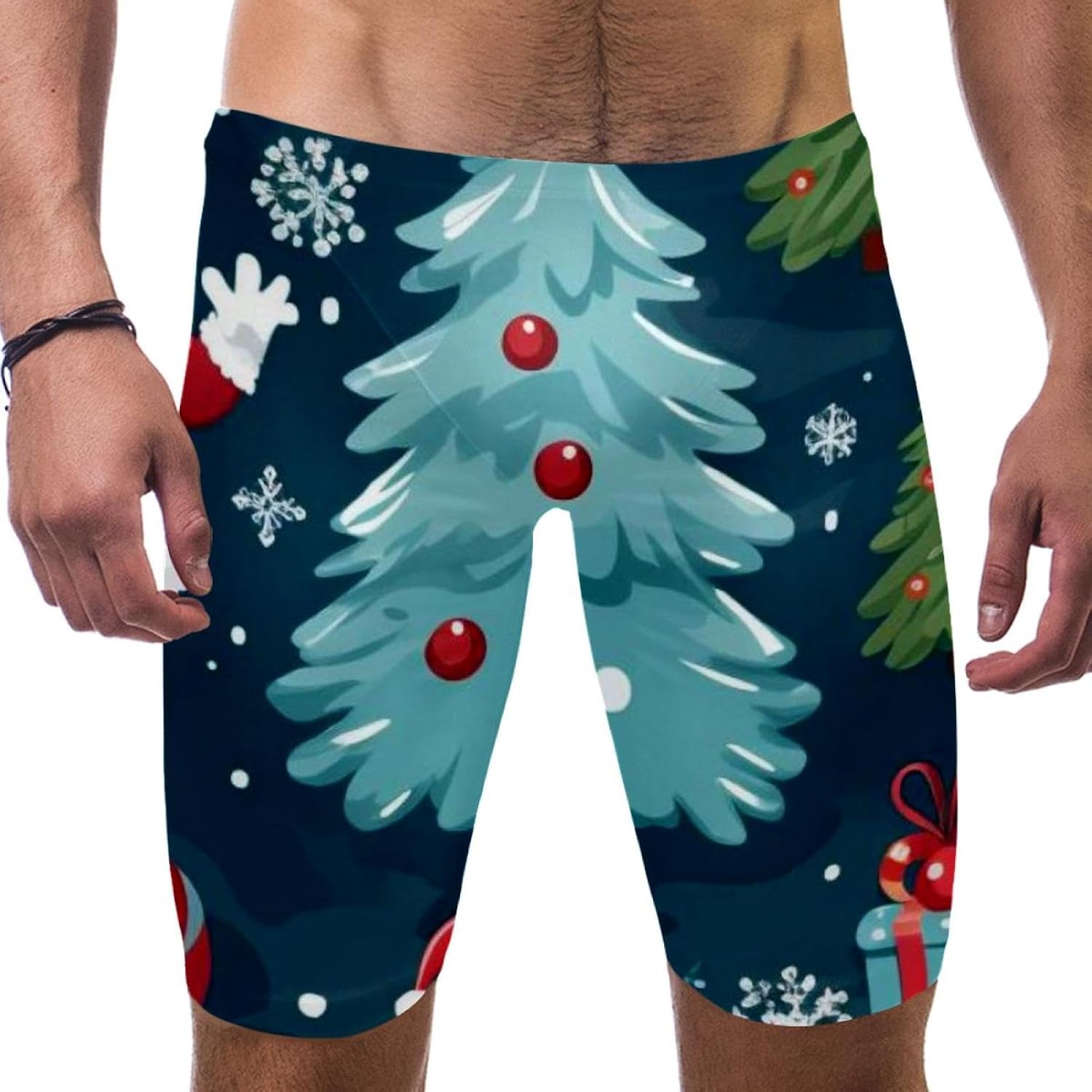Christmas Elements Boy's Swimming Jammers Swimming Shorts for Men's Swimming Trunks Tight