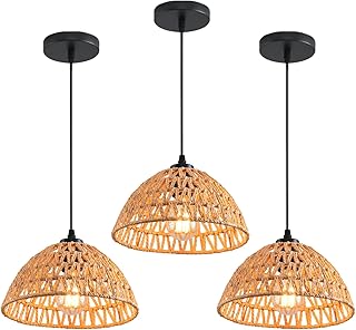 3 Pack Woven Pendant Light Fixtures,10.2