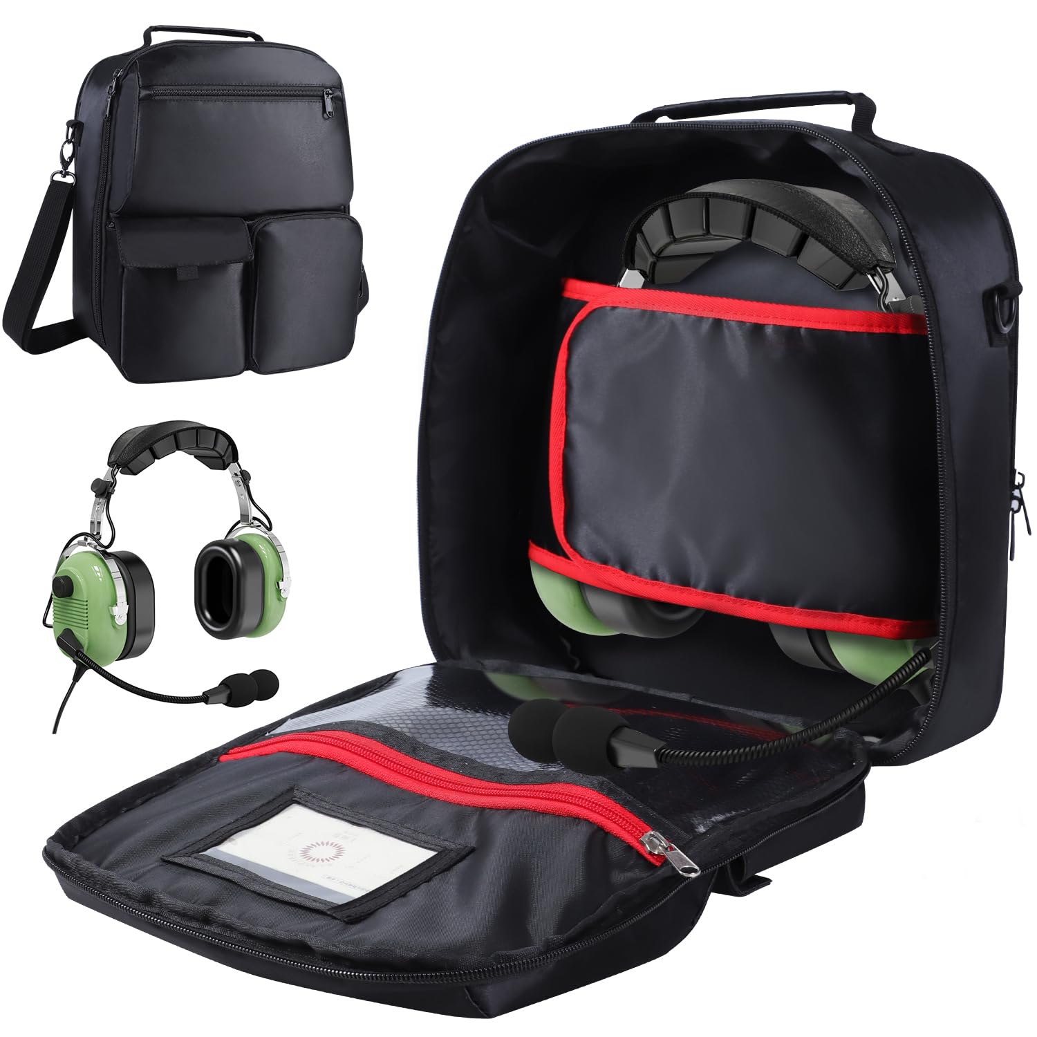 Pilot Headset Bag Aviation Headset Pilot Bag, Durable Aviation Flight Carry Case with Multiple Pockets for Aviation Headset, Pilot Kneeboard and Other Accessories