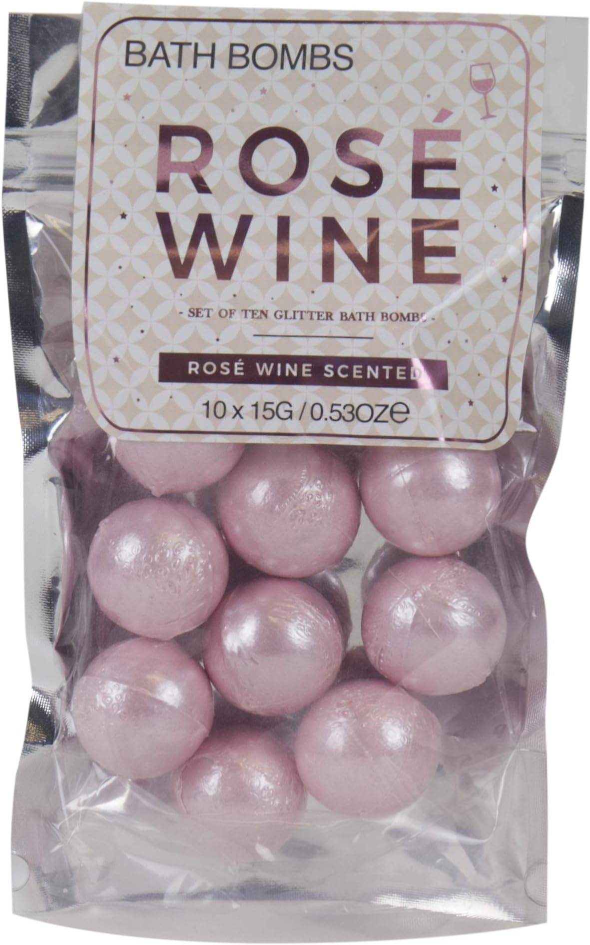 Gift Republic Rosé Scented Bath Bombs Pink Sparkly Mini Fizzies Pampering for Women Mother's Day Birthday Teachers Christmas Pack of 10