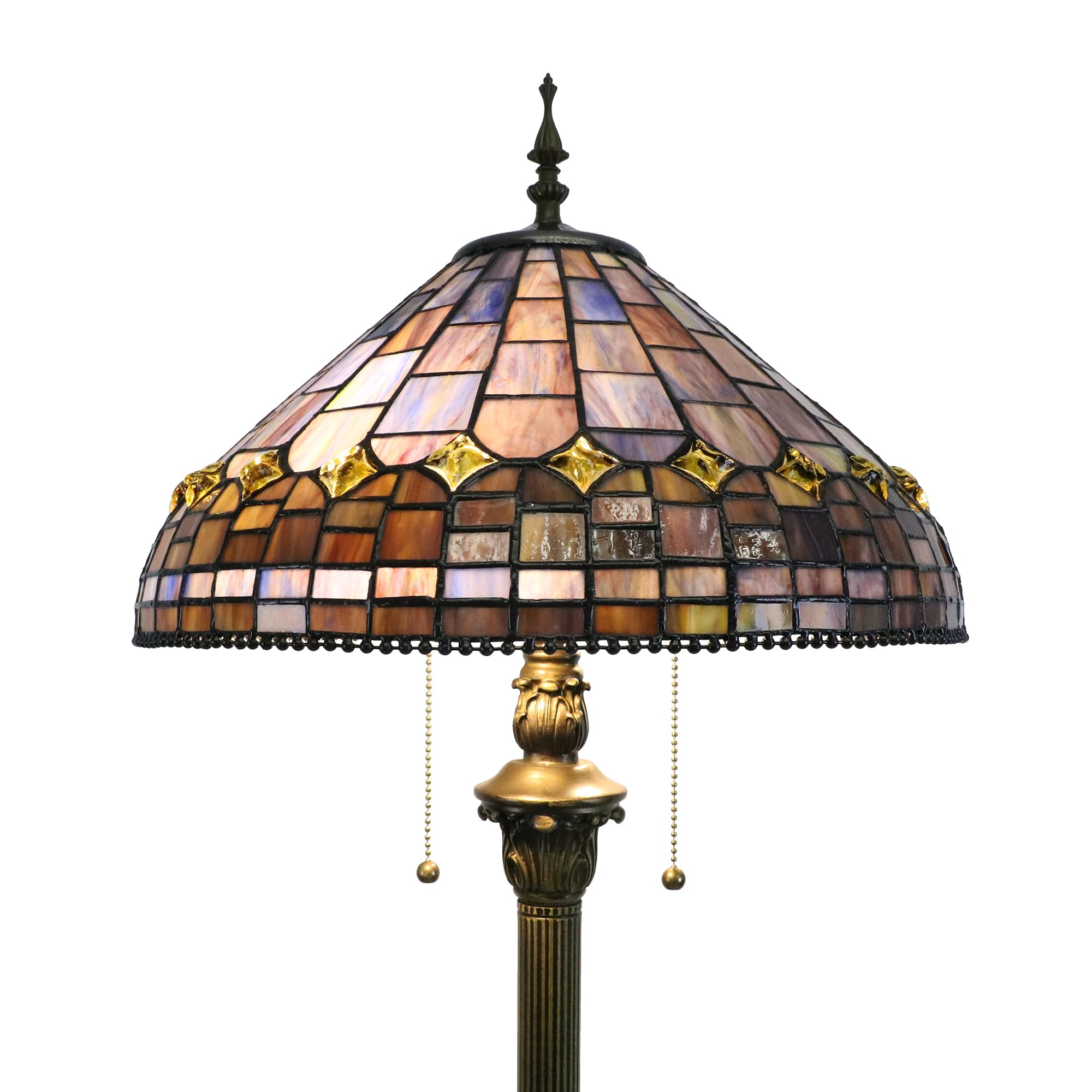 Tiffany Stil Vintage Stehlampe, 16 Zoll Buntglas Lampen für Wohnzimmer, Schlafzimmer Büro Beleuchtung Rustikale Ecke Deco Stehende Hohe Lesung Einzigartige Bronze Leseecke Lampe