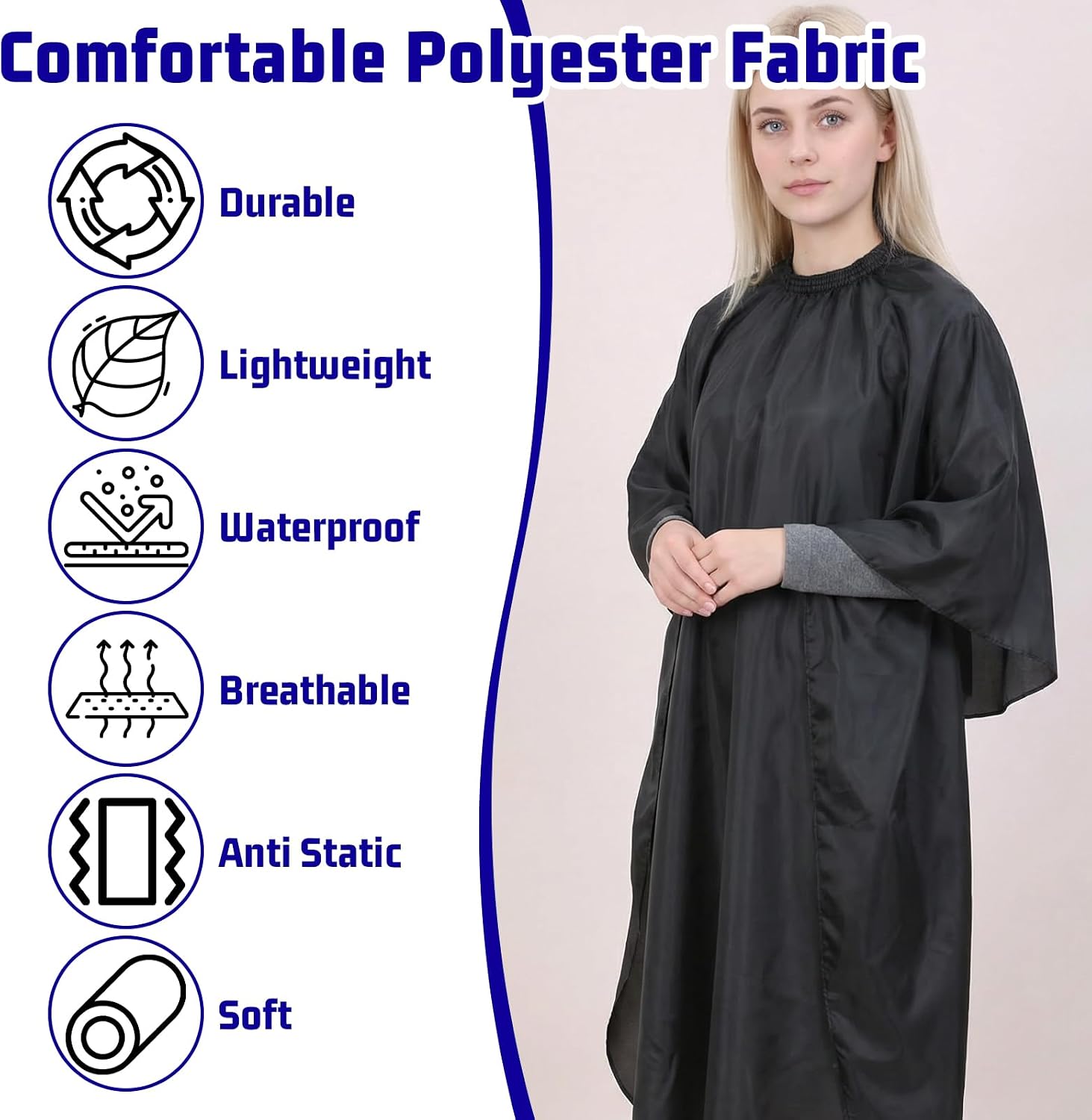 9Pcs Professional Hair Cutting Capes, Salon Barber Capes with Neck Duster and Combs Brush, Large Size Salon Barber Cape with Adjustable Snap Closure for Men, Women Hair Stylist